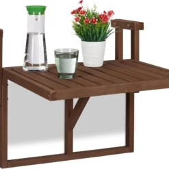 Relaxdays Balkontafel Inklapbaar - Klaptafel Balkon - Tafel Reling - Hangtafel Hout