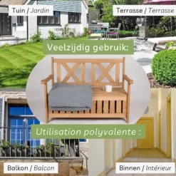 Needs&wants® Houten Tuinbank Met Opbergruimte, 2-zits Kistbank Houten Klassieke Bank Opslag, Grote Tuinopbergbank Van Massief Hout Weerbestendig Voor Buiten Tuin, Balkon, Terras, 115x61x85 Cm, Donker-bruin -Tuin Vrienden Verkoopwinkel 1200x922 3