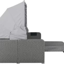 Polyrattan Patio Rieten Meubels Set Voor 2 Personen-Outdoor Rattan Sofa Set Met Intrekbare Luifel-lounge Bank-PE Rotan Loveseat Voor Achtertuin Veranda Tuin Zwembad Balkon-grijs -Tuin Vrienden Verkoopwinkel 1200x929
