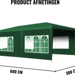 Merkloos Partytent - Paviljoen Opvouwbaar - Easy Up Tuintent Met Zijpanelen - Groen/ 6m X 3m/ 120g/m² -Tuin Vrienden Verkoopwinkel 1200x931