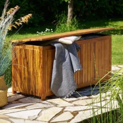 Casaria Opbergbox Acacia Hout – Weerbestendig 115cm - Bruin -Tuin Vrienden Verkoopwinkel 1200x935 1