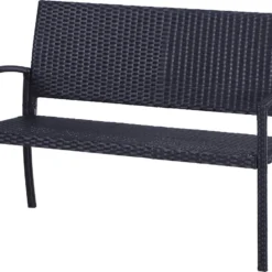 Outsunny Polyrotan Tuinbank 2-zits Parkbank Bank Staal Zwart 867-022