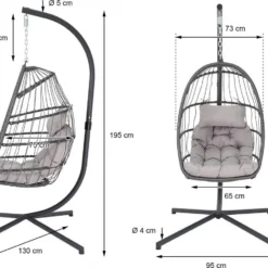 Pro Garden Lowander Hangstoel Egg 191x126x126- Schommelstoel Met Rattan Cocoon En Robuust Stalen Standaard Incl. Kussens - Volledig Inklapbaar - Lichtgrijs 25 Pro Garden Lowander Hangstoel Egg 191x126x126- Schommelstoel Met Rattan Cocoon En Robuust Stalen Standaard Incl. Kussens - Volledig Inklapbaar - Lichtgrijs -Tuin Vrienden Verkoopwinkel 1200x943 3