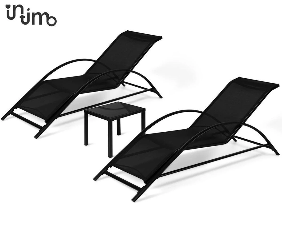 Intimo Ligbeddenset + Tafel - Zwart - 163x60x65/45x45x40 4 Intimo Ligbeddenset + Tafel - Zwart - 163x60x65/45x45x40 - Afbeelding 4