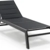 Blumfeldt Renazzo Lounge Ligstoel - Ligbed Voor De Tuin - Aluminium Tuinstoel - 6 Standen - Waterafstotend - Bekleding Van 70 % Pvc En 30 % Polyetheen - Zwart