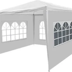 Partytent 3x3m Budget Wit Met Drie Zijwanden -Tuin Vrienden Verkoopwinkel 1200x990 3