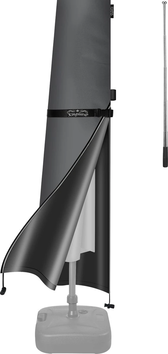Kingsleeve Parasolhoes Tot Ø 330cm - Weerbestendig Robuust - Grijs 2 Kingsleeve Parasolhoes Tot Ø 330cm - Weerbestendig Robuust - Grijs - Afbeelding 2