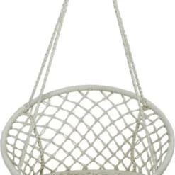 Macramé Hangstoel Beige - Beige Hangstoel - Hangstoel Touw - Hangstoel - Tot 110KG - Eenpersoons Hangstoel - Hang Stoel 1 Persoon - Hangstoel Voor Binnen - Hangstoel Zonder Standaard - Hangstoel Buiten