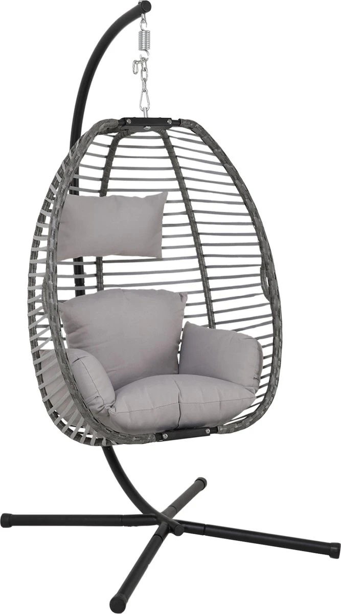 Lowander Egg Hangstoel Cocoon - Voor Binnen & Buiten - Met Standaard - Incl. Kussens 1 Lowander Egg Hangstoel Cocoon - Voor Binnen & Buiten - Met Standaard - Incl. Kussens