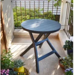 Allibert - Tuintafel - Oregon - Ø 70 Cm - Kunststof - Opklapbaar -Tuin Vrienden Verkoopwinkel 825x1200