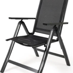 Tuinstoel 7 Standen, Inklapbaar, Aluminium Frame, Textileen Zitting En Rugleuning