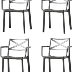 Keter Metalix Tuinstoelen - 4 Stuks - 53,3x60,2x81,3 Cm - Zwart